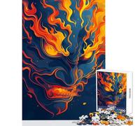 Jigsaw Puzzle for Teenagers 1000 Pieces Burning Yokai Oni Brain Teaser Game Improve Memory Toy Wall Decor with Matching Poster And Trivia Sheet (38x52cm)