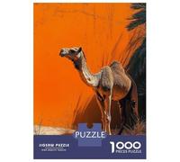 Jigsaw Puzzle for Teenagers 1000 Pieces Camel Portrait Against Orange Wall Jigsaws for Adults Hands-on Game Enhance Memory Parent-child Interaction 70x50cm/1000pcs
