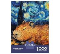Jigsaw Puzzle for Teenagers 1000 Pieces Capybara Sleeping Starry Night Puzzle for Adults Hands-on Game Staycation Kill Time Parent-child Interaction 52x38cm/1000pcs