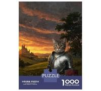 Jigsaw Puzzle for Teenagers 1000 Pieces Cat Knight in Shining Armor Jigsaw for Adults Hands-on Game Analysis And Logic Parent-child Interaction 52x38cm/1000pcs