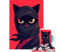 Jigsaw Puzzle for Teenagers 1000 Pieces Cat Ninja Minimalist Pop Art Illustration Challenging Game Toys Family Game Improve Memory Secret Santa Gifts (size 38x52cm)