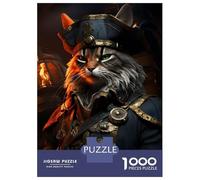 Jigsaw Puzzle for Teenagers 1000 Pieces Cat Pirate in Uniform Jigsaws for Adults Hands-on Game Enhance Memory Parent-child Interaction 70x50cm/1000pcs