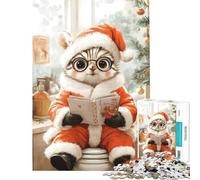Jigsaw Puzzle for Teenagers 1000 Pieces Cat Santa Reading Fun Activities at Home Improve Memory Relaxing Games for Ages 14 And over (38X26CM)