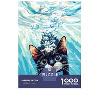 Jigsaw Puzzle for Teenagers 1000 Pieces Cat Underwater with Bubbles Illustration Puzzle for Adults DIY Toys Analysis And Logic Difficult And Challenge 52x38cm/1000pcs