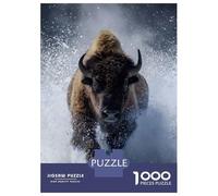 Jigsaw Puzzle for Teenagers 1000 Pieces Charging Bison in Snow Jigsaws for Adults Hands-on Game Wall Art Unique Gifts for Birthday And Christmas 38x26cm/1000pcs
