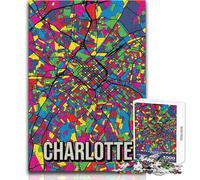 Jigsaw Puzzle for Teenagers 1000 Pieces Charlotte Pop Art City Map Beautiful Design Game For Family Fun Anti-Stress Toys Size 50x75cm