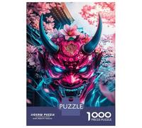 Jigsaw Puzzle for Teenagers 1000 Pieces Cherry Blossom Demon Mask Jigsaw for Adults Hands-on Game Analysis And Logic Parent-child Interaction 52x38cm/1000pcs