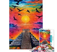 Jigsaw Puzzle for Teenagers 1000 Pieces Chichén Itzá Pyramid Sunset 1000 Piece Jigsaws DIY Toys Presents for Women Deal As Gifts for The Whole Family (38x52cm)