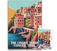 Jigsaw Puzzle for Teenagers 1000 Pieces Cinque Terre Coastal Trail Italy Poster Beautiful Design Game For Family Fun Anti-Stress Toys Size 38x52cm