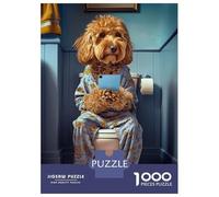 Jigsaw Puzzle for Teenagers 1000 Pieces Cockapoo on The Toilet Jigsaws for Adults Hands-on Game Enhance Memory Parent-child Interaction 70x50cm/1000pcs