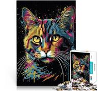 Jigsaw Puzzle for teenagers 1000 Pieces Colorful Cat With Drips Schwierig Schwer Verbessern Sie das Gedächtnis52x38cm