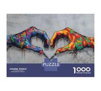 Jigsaw Puzzle for Teenagers 1000 Pieces Colorful Hands Heart Shape Jigsaw Puzzle Relax Games Difficult Hard Difficult And Challenge 38x26cm/1000pcs