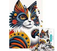 Jigsaw Puzzle for Teenagers 1000 Pieces Colorful Polite Cat Fun Activities at Home Improve Memory Relaxing Games for Ages 14 And over (50X75CM)