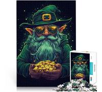 Jigsaw Puzzle for teenagers 1000 Pieces Cool Leprechaun with Gold Denkspiel Jedes Stück ist einzigartig Anspruchsvolles Familienspiel75x50cm