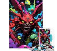Jigsaw Puzzle for Teenagers 1000 Pieces Creepy Red Monster with Floating Eyeballs Jigsaw Puzzle Hands-on Game Presents for Women for Is Ideal As A Gifts (Size 38x52cm)