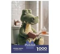 Jigsaw Puzzle for Teenagers 1000 Pieces Crocodile Plush Reading on Toilet Puzzle for Adults Hands-on Game Staycation Kill Time Parent-child Interaction 38x26cm/1000pcs