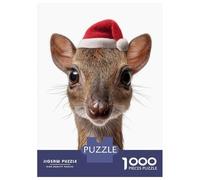 Jigsaw Puzzle for Teenagers 1000 Pieces Cute Chevrotain with Santa Hat Jigsaws for Adults Hands-on Game Enhance Memory Parent-child Interaction 38x26cm/1000pcs