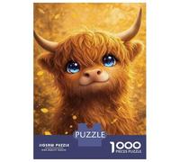 Jigsaw Puzzle for Teenagers 1000 Pieces Cute Highland Cow in Autumn Jigsaw Puzzle Relax Games Difficult Hard Difficult And Challenge 52x38cm/1000pcs