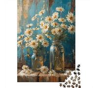 Jigsaw Puzzle for Teenagers 1000 Pieces Daisy Flower Jars Painting Adult Jigsaw DIY Toys Analysis And Logic Unique Gifts for Birthday And Christmas 52x38cm/1000pcs