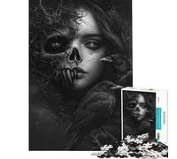 Jigsaw Puzzle for Teenagers 1000 Pieces Dark Beauty Skull Crows Jigsaw 1000 Piece DIY Toys Home Decoration Challenging Family Fun Game (38x26cm)