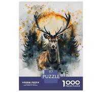 Jigsaw Puzzle for Teenagers 1000 Pieces Deer Watercolor Jigsaws for Adults Hands-on Game Wall Art Unique Gifts for Birthday And Christmas 38x26cm/1000pcs