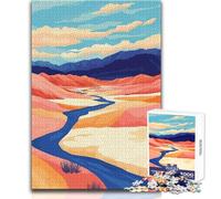 Jigsaw Puzzle for Teenagers 1000 Pieces Desert River Mountains Boho Minimalist Art Illustration Beautiful Design Game For Family Fun Anti-Stress Toys Size 50x75cm