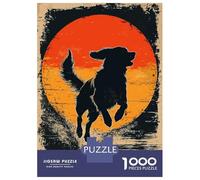 Jigsaw Puzzle for Teenagers 1000 Pieces Dog Silhouette Sunset Jigsaw for Adults Hands-on Game Analysis And Logic Parent-child Interaction 52x38cm/1000pcs