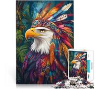 Jigsaw Puzzle for teenagers 1000 Pieces Eagle wearing Indian headdress For Family Fun 50x75cm Great Gift for Games for Age 14+
