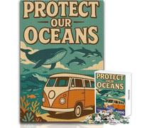 Jigsaw Puzzle for Teenagers 1000 Pieces Earth Day, Protect Our Oceans Beautiful Design Game For Family Fun Anti-Stress Toys Size 38x26cm