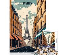 Jigsaw Puzzle for Teenagers 1000 Pieces Eiffel Tower Paris Street Relax Games Wall Decoration Home Decoration Toys Parent-child Interaction (38X52CM)