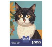 Jigsaw Puzzle for Teenagers 1000 Pieces Elegant Black And White Cat Portrait Puzzle for Adults Hands-on Game Staycation Kill Time Parent-child Interaction 38x26cm/1000pcs