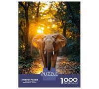 Jigsaw Puzzle for Teenagers 1000 Pieces Elephant Walking through Forest at Sunset Puzzle for Adults DIY Toys Analysis And Logic Difficult And Challenge 38x26cm/1000pcs