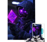 Jigsaw Puzzle for Teenagers 1000 Pieces Ethereum Crypto Astronaut Learning Educational Toys Hands-on Game Family Activities Birthday Gifts (Size 38x26cm)