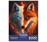 Jigsaw Puzzle for Teenagers 1000 Pieces Fire & Ice Wolf Jigsaw for Adults Hands-on Game Analysis And Logic Parent-child Interaction 70x50cm/1000pcs