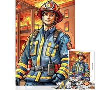 Jigsaw Puzzle for Teenagers 1000 Pieces Firefighter Burning Building Relaxing Games Wall Art Anti-Stress Toys Parent-child Interaction (50x75cm)