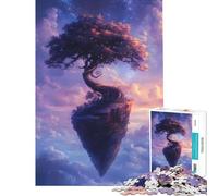 Jigsaw Puzzle for Teenagers 1000 Pieces Floating Island Tree in Dreamy Sky Practical Game Challenging Game Toys Gifts Ideas Precision Cutting (Size 38x26cm)