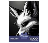 Jigsaw Puzzle for Teenagers 1000 Pieces Fox Portrait in Black And White Puzzle for Adults Relax Games For Family Fun for Is Ideal As A Gift 52x38cm/1000pcs