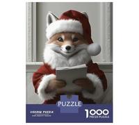 Jigsaw Puzzle for Teenagers 1000 Pieces Fox Santa Reading Jigsaw for Adults Hands-on Game Analysis And Logic Parent-child Interaction 38x26cm/1000pcs