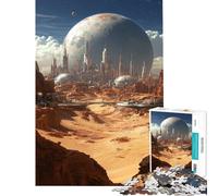 Jigsaw Puzzle for Teenagers 1000 Pieces Futuristic Cityscape on A Desert Planet for Birthday, Chrismas Perfect Decoration Impossible Game for And 14 Years And over (38x26cm)