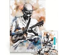 Jigsaw Puzzle for Teenagers 1000 Pieces Gandhi Playing Ukulele, Educational Game, Enhance Memory, Challenging Game Gifts 50x75cm