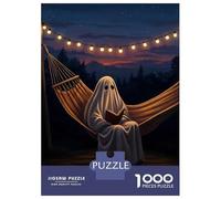 Jigsaw Puzzle for Teenagers 1000 Pieces Ghost Reading in A Hammock Jigsaw Relaxing Games But Fun And Humorous Birthday And Unique Gifts 38x26cm/1000pcs