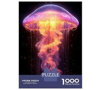 Jigsaw Puzzle for Teenagers 1000 Pieces Glowing Jellyfish in Dark Space Jigsaws for Adults Family Games Perfect Decoration for Is Ideal As A Gift 52x38cm/1000pcs