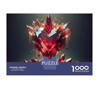 Jigsaw Puzzle for Teenagers 1000 Pieces Glowing Red Heart Crystals Jigsaw Puzzle Relax Games Difficult Hard Difficult And Challenge 52x38cm/1000pcs