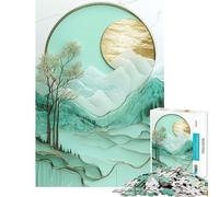 Jigsaw Puzzle for Teenagers 1000 Pieces Gold ﹨u Green Mountain Landscape Educational Challenge Home Art Decor Educational Game for 14+ Puzzle Game Offered (50x75cm)