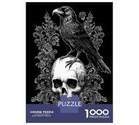 Jigsaw Puzzle for Teenagers 1000 Pieces Gothic Raven on Skull Jigsaws for Adults Hands-on Game Enhance Memory Parent-child Interaction 38x26cm/1000pcs