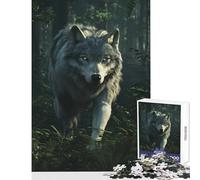 Jigsaw Puzzle for Teenagers 1000 Pieces Grey Wolf In The Forest Interactive Family Leisure Activity Ideal Festive Holiday Present (50X75cm)
