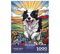 Jigsaw Puzzle for Teenagers 1000 Pieces Happy Border Collie in Field Puzzles for Adults Family Games Wall Decoration Birthday And Unique Gifts 52x38cm/1000pcs
