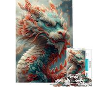 Jigsaw Puzzle for Teenagers 1000 Pieces Happy New Year Dragon Practical Game Challenging Game Toys Gifts Ideas Precision Cutting (Size 50x75cm)