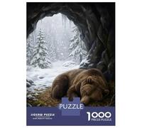 Jigsaw Puzzle for Teenagers 1000 Pieces Hibernating Bear in Snowy Cave Jigsaw Puzzle Family Games Perfect Decoration Unique Gifts for Birthday And Christmas 70x50cm/1000pcs