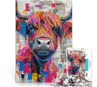 Jigsaw Puzzle for teenagers 1000 Pieces Highland Cow Colorful Face educational challenge 50x75cm Suitable for couples for 14+